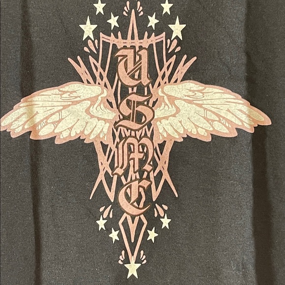 Frontline Military Apparel Angel USMC Ladies V-Neck Tee Black Size Large NEW - Picture 3 of 5